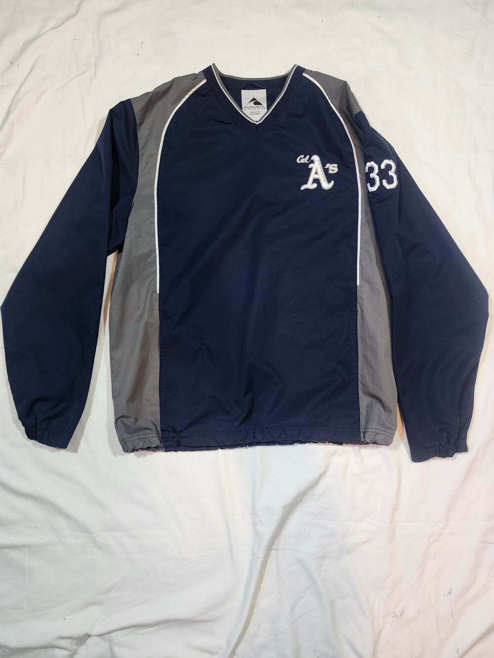 Augusta Sportswear California A's Windbreaker Pullover Jacket Navy Blue Size M